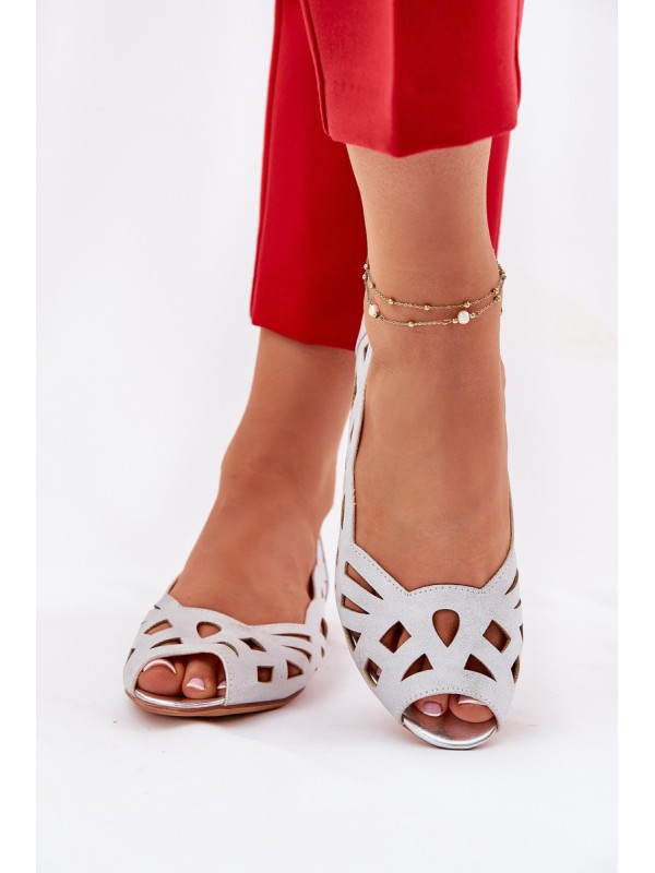 Perforated Ballerinas With Open Toes Silver Calgis