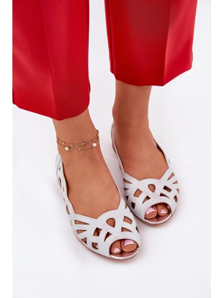 Perforated Ballerinas With Open Toes Silver Calgis