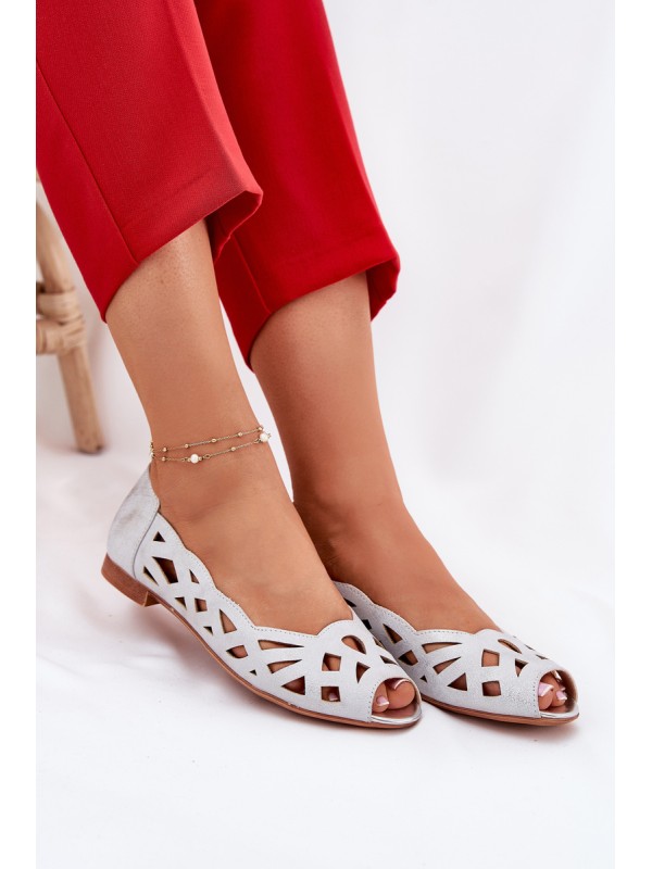 Perforated Ballerinas With Open Toes Silver Calgis