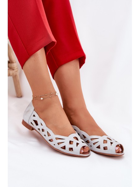 Perforated Ballerinas With Open Toes Silver Calgis