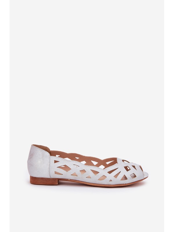 Perforated Ballerinas With Open Toes Silver Calgis