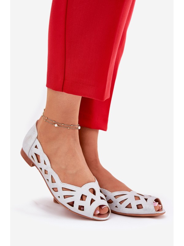 Perforated Ballerinas With Open Toes Silver Calgis