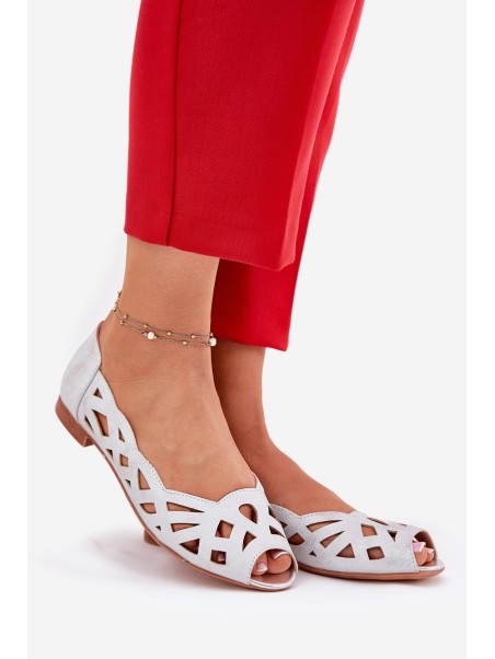 Perforated Ballerinas With Open Toes Silver Calgis