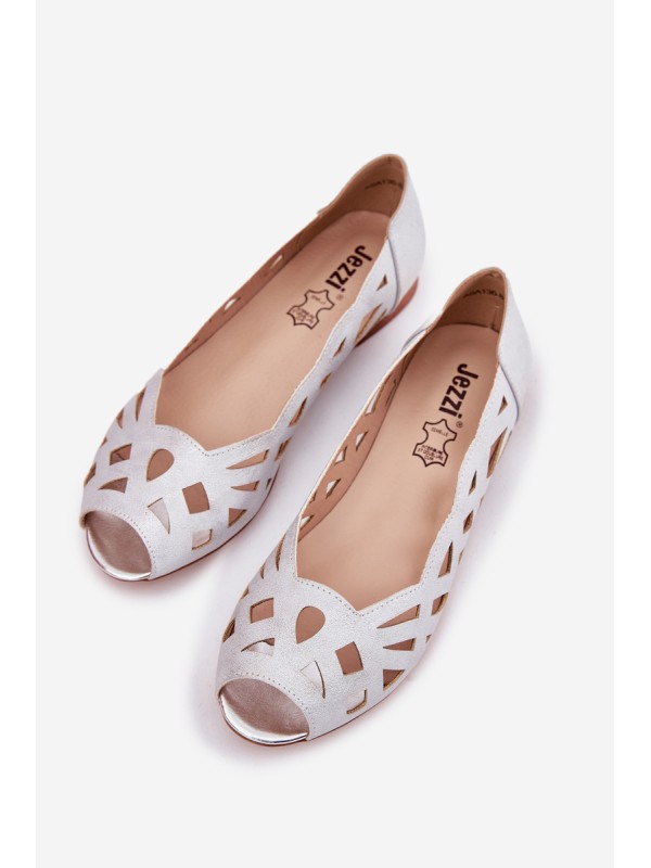 Perforated Ballerinas With Open Toes Silver Calgis
