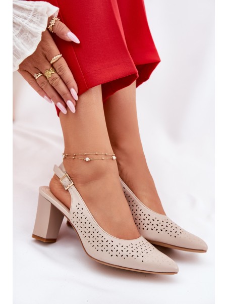 Cutout Sandals With Pointed Toes On A Heel Beige Sergio Leone SK163