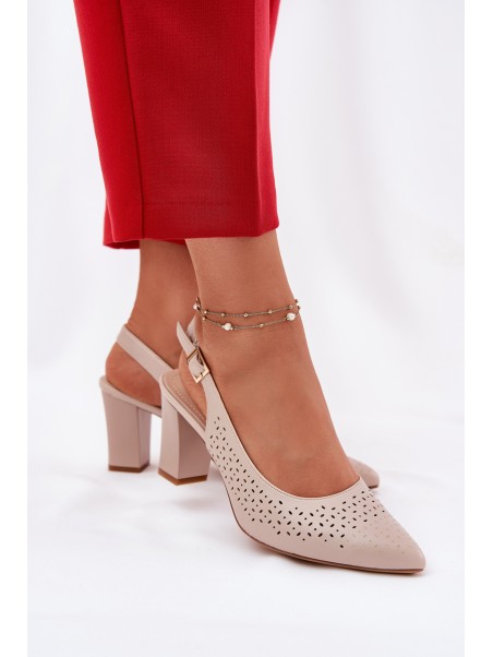 Cutout Sandals With Pointed Toes On A Heel Beige Sergio Leone SK163