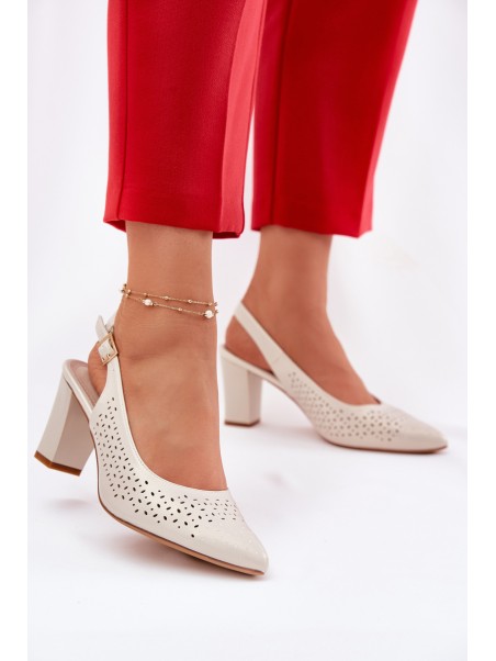 Perforated Sandals With Pointed Toes On A Heel Sergio Leone SK163 Pearl