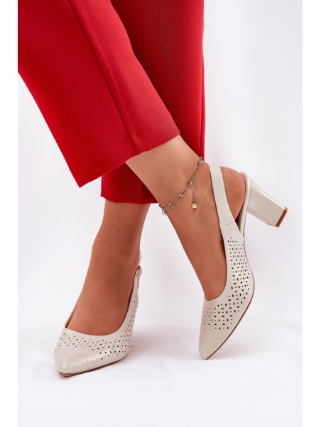 Perforated Sandals With Pointed Toes On A Heel Sergio Leone SK163 Pearl