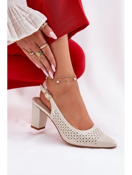 Perforated Sandals With Pointed Toes On A Heel Sergio Leone SK163 Pearl