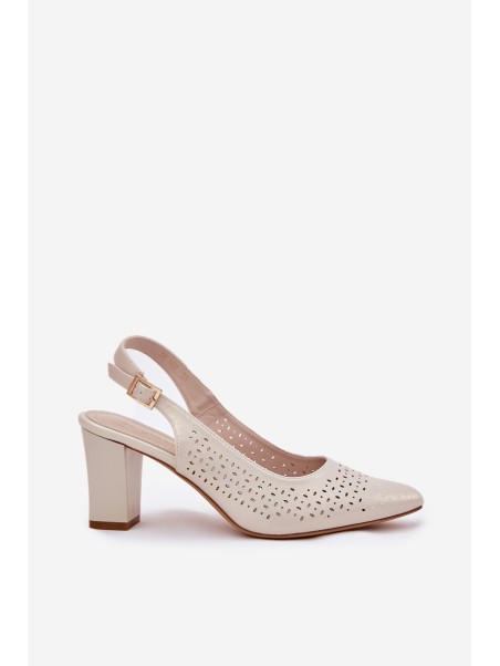 Perforated Sandals With Pointed Toes On A Heel Sergio Leone SK163 Pearl