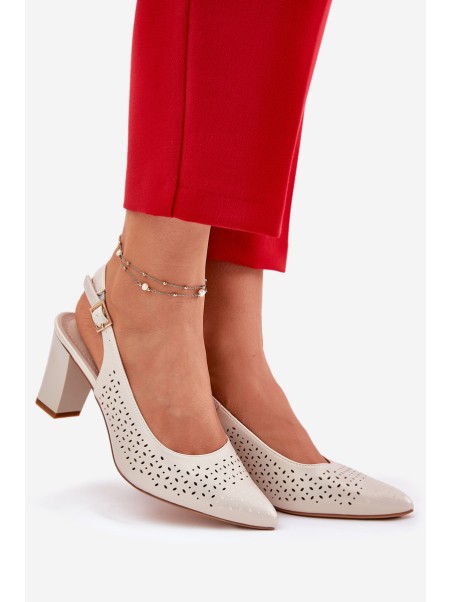 Perforated Sandals With Pointed Toes On A Heel Sergio Leone SK163 Pearl