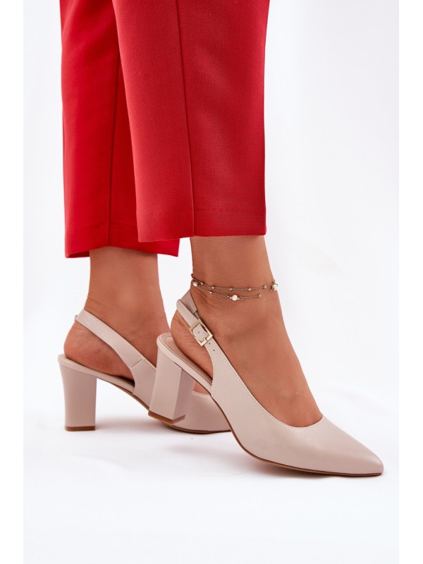 Comfortable Heels On A Block Heel Sergio Leone SK162 Beige