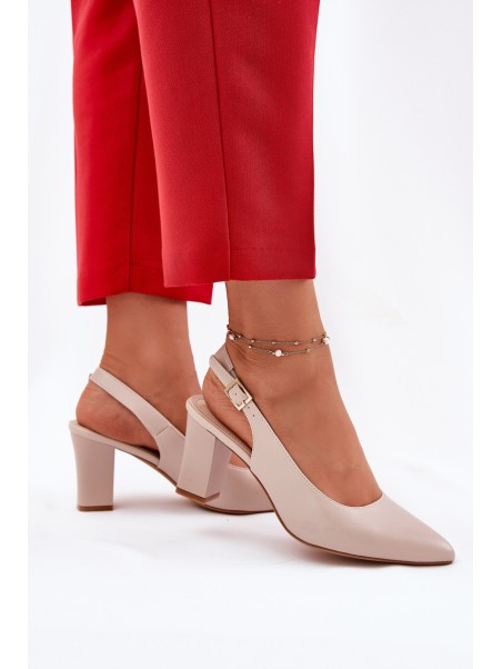 Comfortable Heels On A Block Heel Sergio Leone SK162 Beige