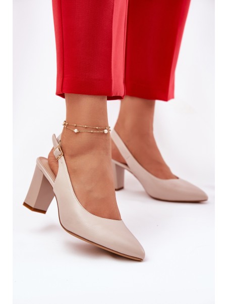 Comfortable Heels On A Block Heel Sergio Leone SK162 Beige