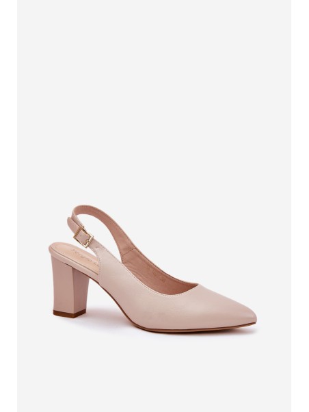 Comfortable Heels On A Block Heel Sergio Leone SK162 Beige