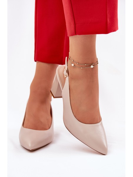 Comfortable Heels On A Block Heel Sergio Leone SK162 Beige