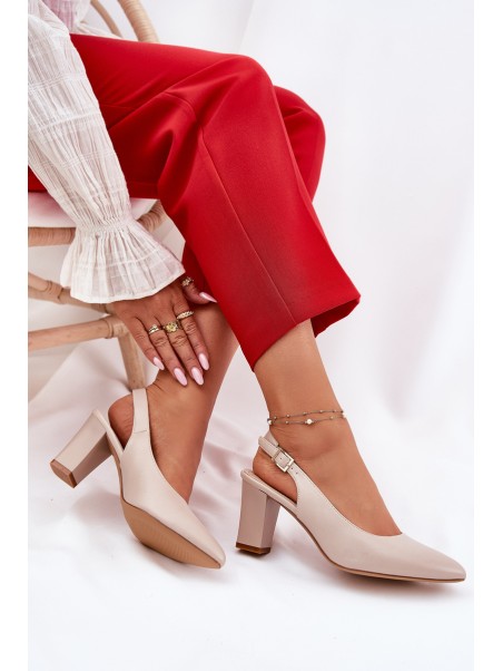 Comfortable Heels On A Block Heel Sergio Leone SK162 Beige
