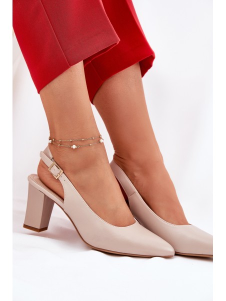 Comfortable Heels On A Block Heel Sergio Leone SK162 Beige