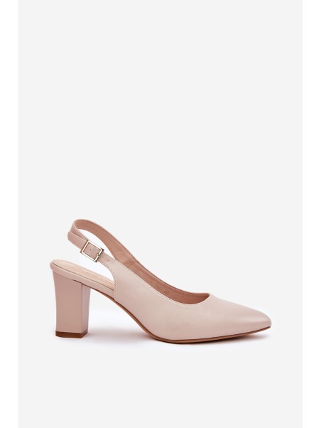 Comfortable Heels On A Block Heel Sergio Leone SK162 Beige