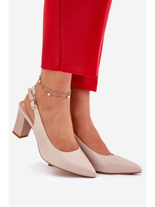 Comfortable Heels On A Block Heel Sergio Leone SK162 Beige