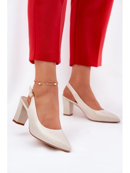 Comfortable Heels On A Block Heel Sergio Leone SK162 Pearly