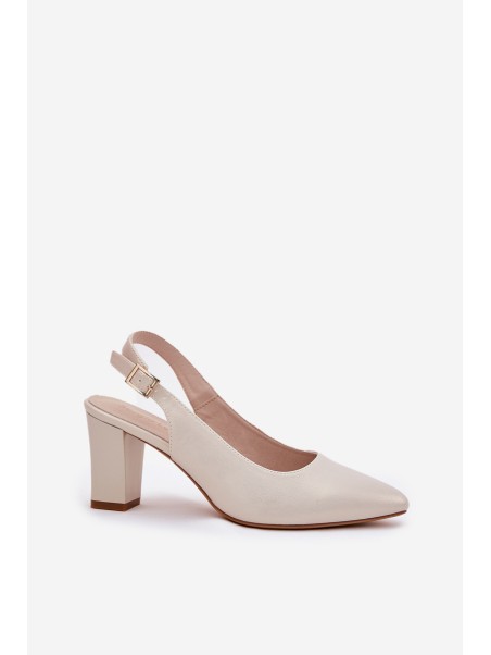 Comfortable Heels On A Block Heel Sergio Leone SK162 Pearly