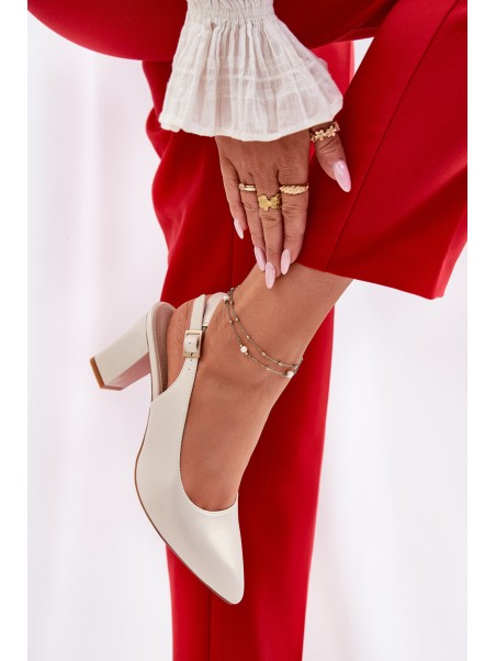 Comfortable Heels On A Block Heel Sergio Leone SK162 Pearly