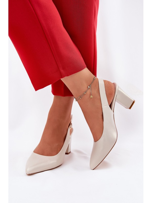 Comfortable Heels On A Block Heel Sergio Leone SK162 Pearly