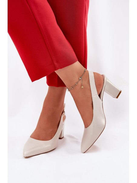 Comfortable Heels On A Block Heel Sergio Leone SK162 Pearly