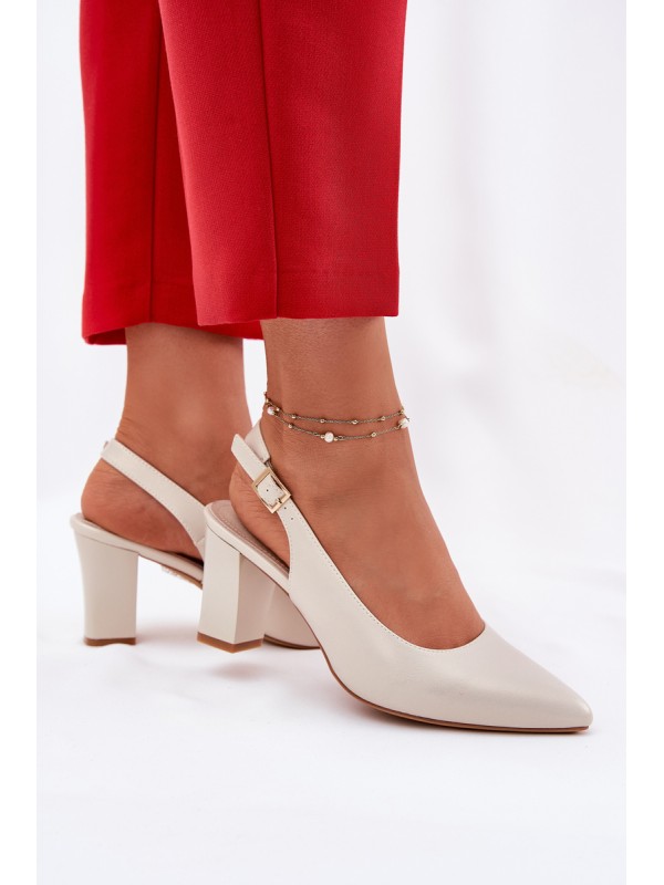 Comfortable Heels On A Block Heel Sergio Leone SK162 Pearly