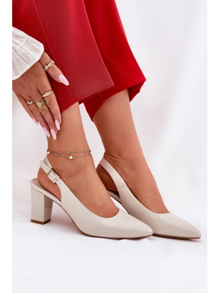 Comfortable Heels On A Block Heel Sergio Leone SK162 Pearly