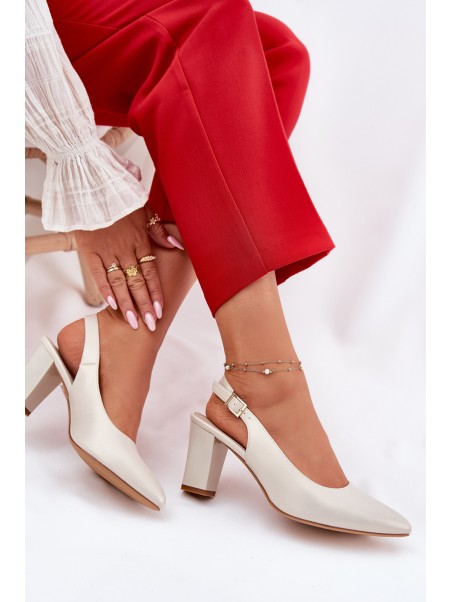 Comfortable Heels On A Block Heel Sergio Leone SK162 Pearly