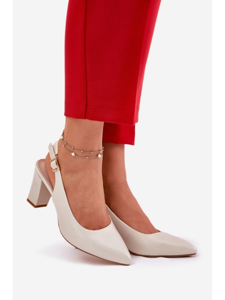 Comfortable Heels On A Block Heel Sergio Leone SK162 Pearly