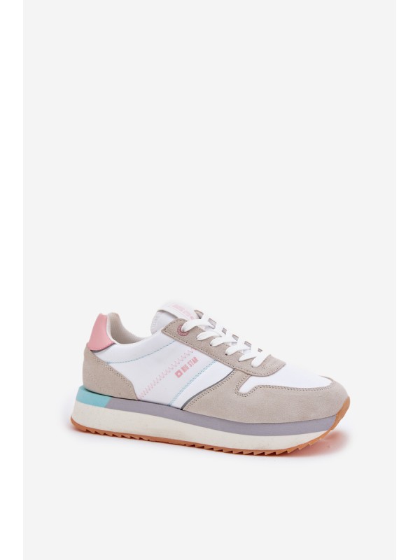 Suede Women's Sneakers Big Star RR274A047 HI-POLY SYSTEM Beige-White 2