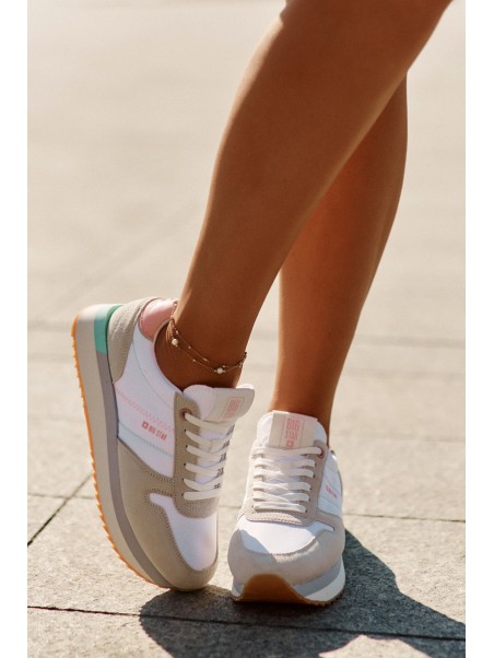 Suede Women's Sneakers Big Star RR274A047 HI-POLY SYSTEM Beige-White