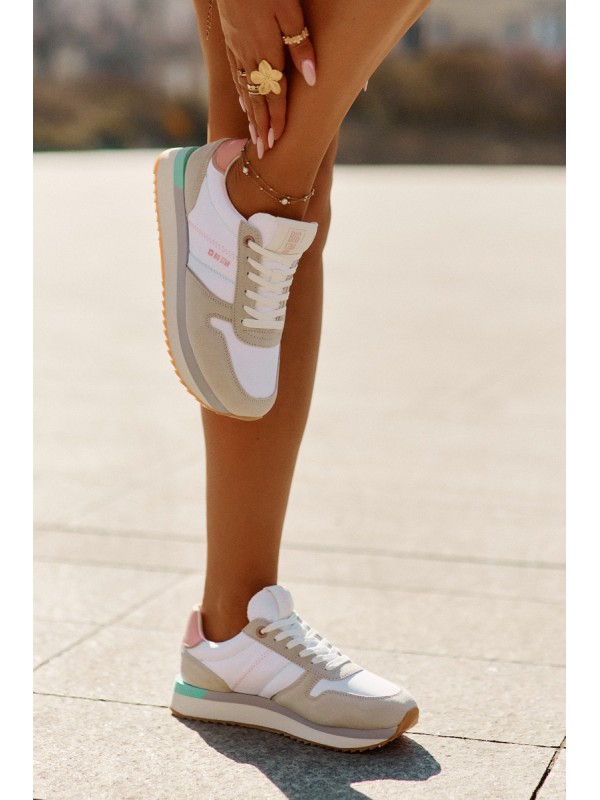 Suede Women's Sneakers Big Star RR274A047 HI-POLY SYSTEM Beige-White