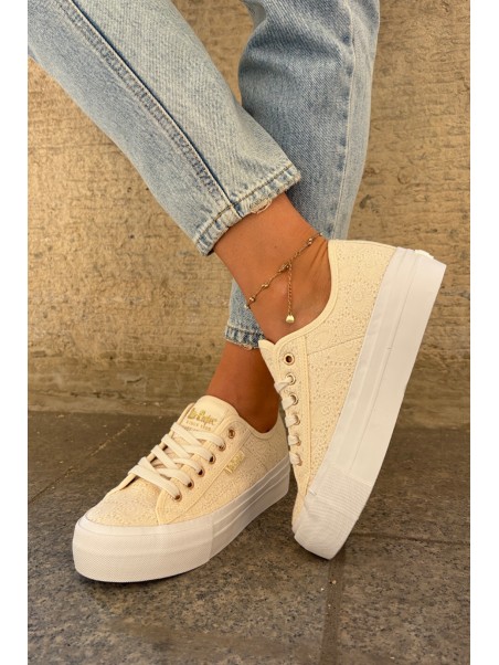 Moteriški sportbačiai su nėriniais Lee Cooper LCW-25-31-3440L Beige