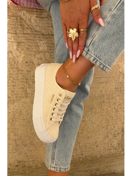 Moteriški sportbačiai su nėriniais Lee Cooper LCW-25-31-3440L Beige