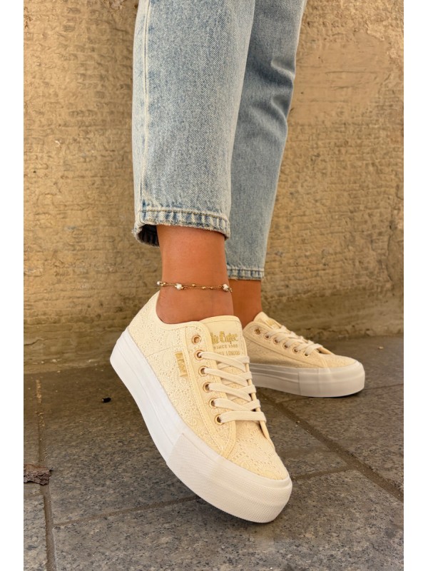Moteriški sportbačiai su nėriniais Lee Cooper LCW-25-31-3440L Beige