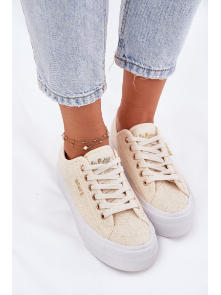 Moteriški sportbačiai su nėriniais Lee Cooper LCW-25-31-3440L Beige
