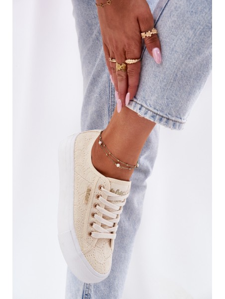 Moteriški sportbačiai su nėriniais Lee Cooper LCW-25-31-3440L Beige