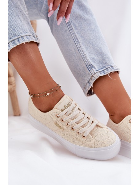 Moteriški sportbačiai su nėriniais Lee Cooper LCW-25-31-3440L Beige
