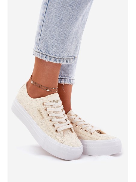 Moteriški sportbačiai su nėriniais Lee Cooper LCW-25-31-3440L Beige