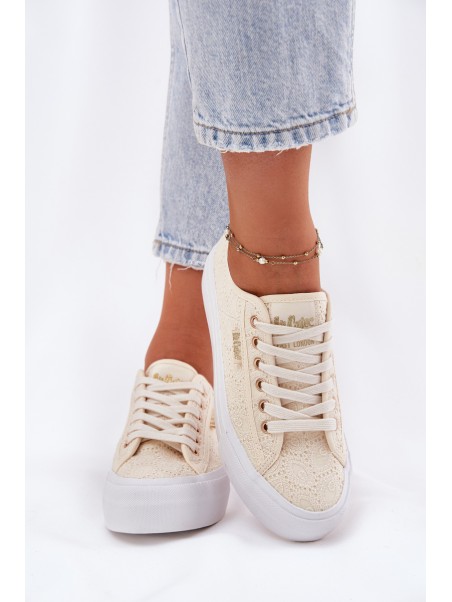 Moteriški sportbačiai su nėriniais Lee Cooper LCW-25-31-3440L Beige