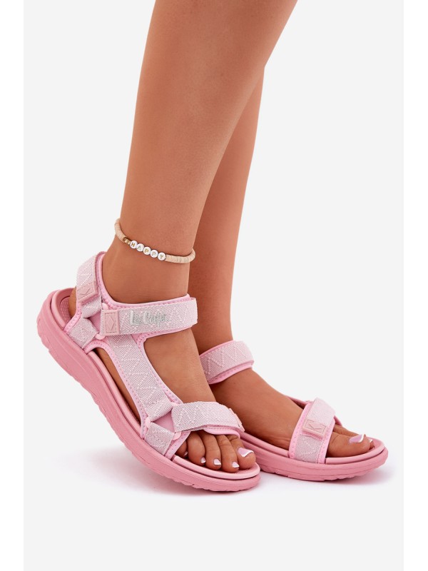 Moteriškos medžiaginės basutės su lipdukais Lee Cooper LCW-25-34-3561L Pink