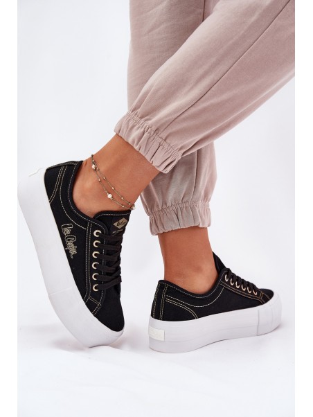 Moteriški sportbačiai su platforma ant audinio Lee Cooper LCW-25-31-3431L juodi