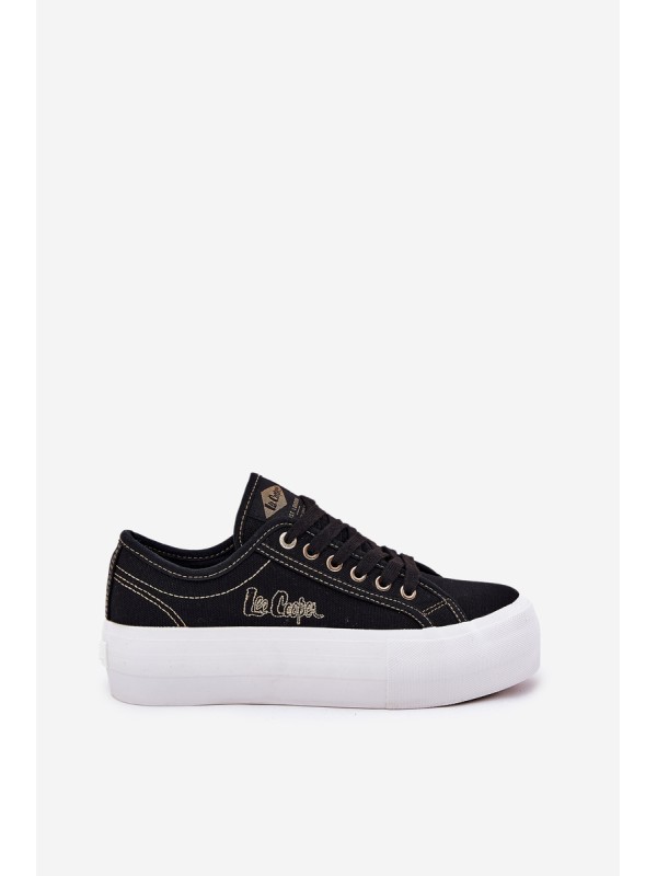 Women's fabric platform sneakers Lee Cooper LCW-25-31-3431L black