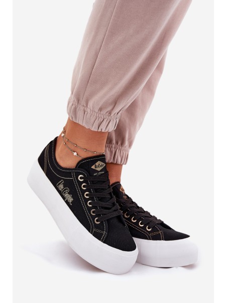Moteriški sportbačiai su platforma ant audinio Lee Cooper LCW-25-31-3431L juodi