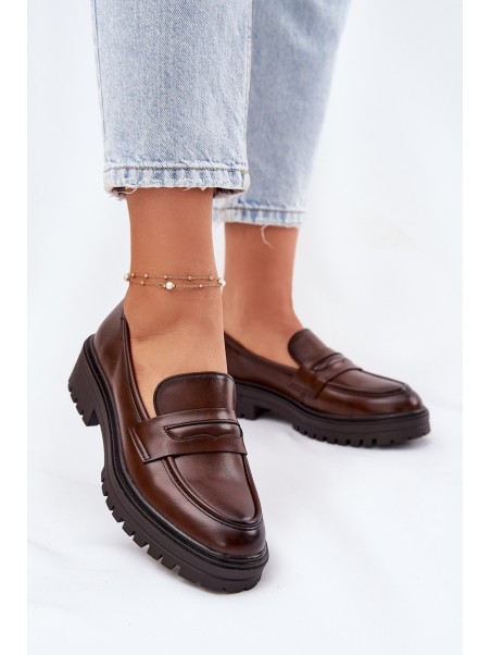 Classic Women's Moccasins Made Of Eco Leather Brown Enticca