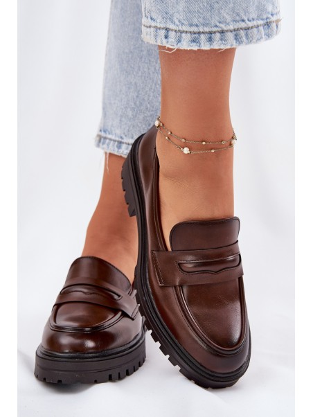 Classic Women's Moccasins Made Of Eco Leather Brown Enticca